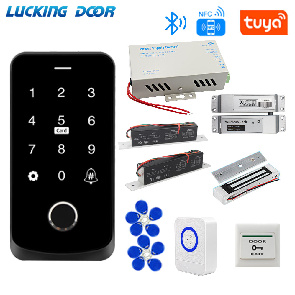 Fingerprint Padlock Weatherproof - Tf9-磁気ドアロック,防水,NFC,指紋,アプリケーション,アクセス制御キット,RFIDカード,12V