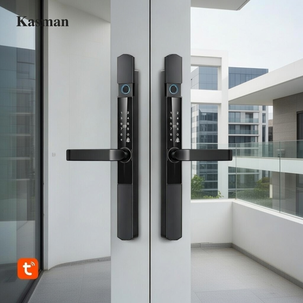 Face Recognition Door Lock - カスマンソース価格両面スリムドアロック防水2時間耐火ゲートスマートドアロック（メカニカルキー付き）