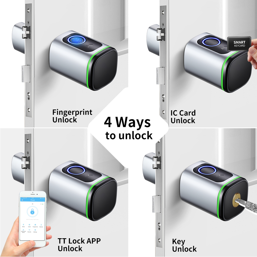 Fingerprint Padlock Weatherproof - TTLOCKアプリ対応 電子デジタルスマートシリンダー 指紋認証/パスワード/Bluetooth/13.56mhz RFIDカード/メカニカルキー/ユーロロック