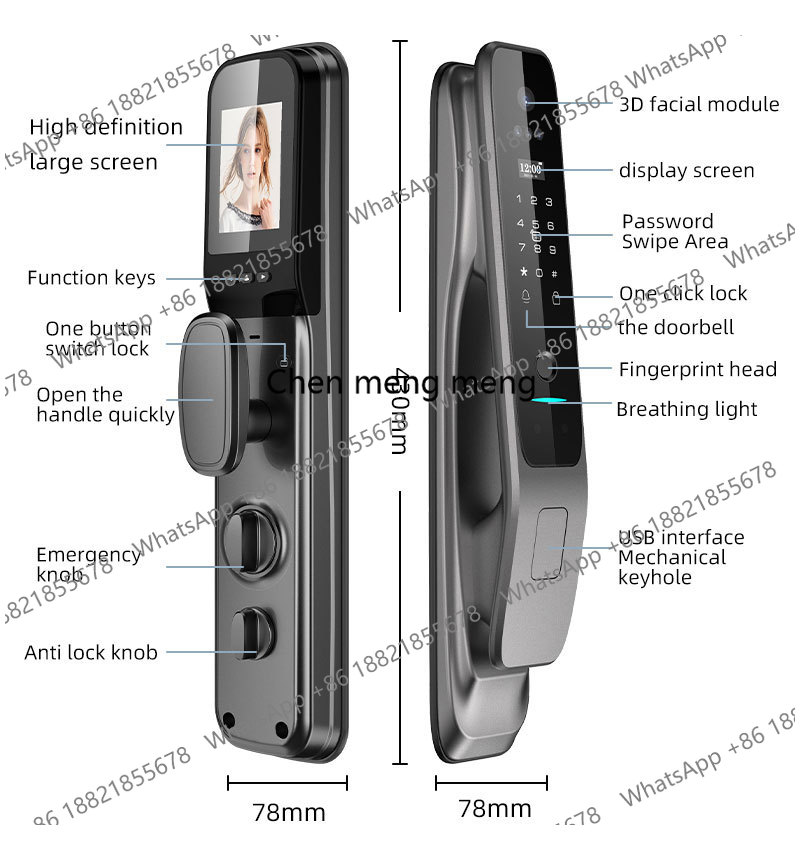 Video Door Lock With Camera Peephole - 新型X50 Tuya WiFi 3D顔認証デジタル指紋ドアロック WiFiカメラ搭載 リモートアプリ