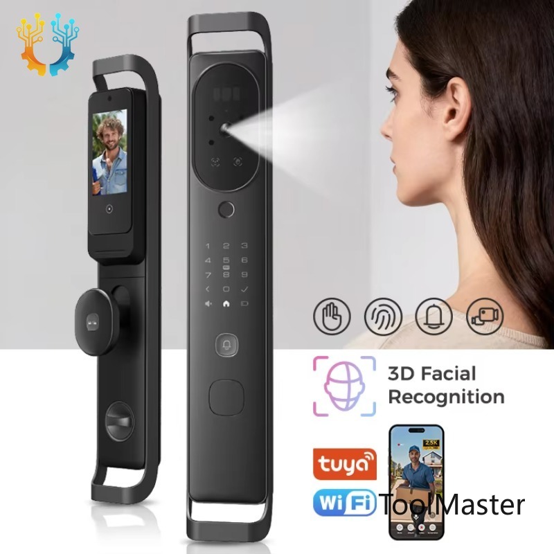 Smart Door Lock With Camera Intercom - 【2026】LNDU H10 ビジュアルデュアルカメラ搭載 スマートドアロック ビデオインターホン 手のひら静脈3D顔認証