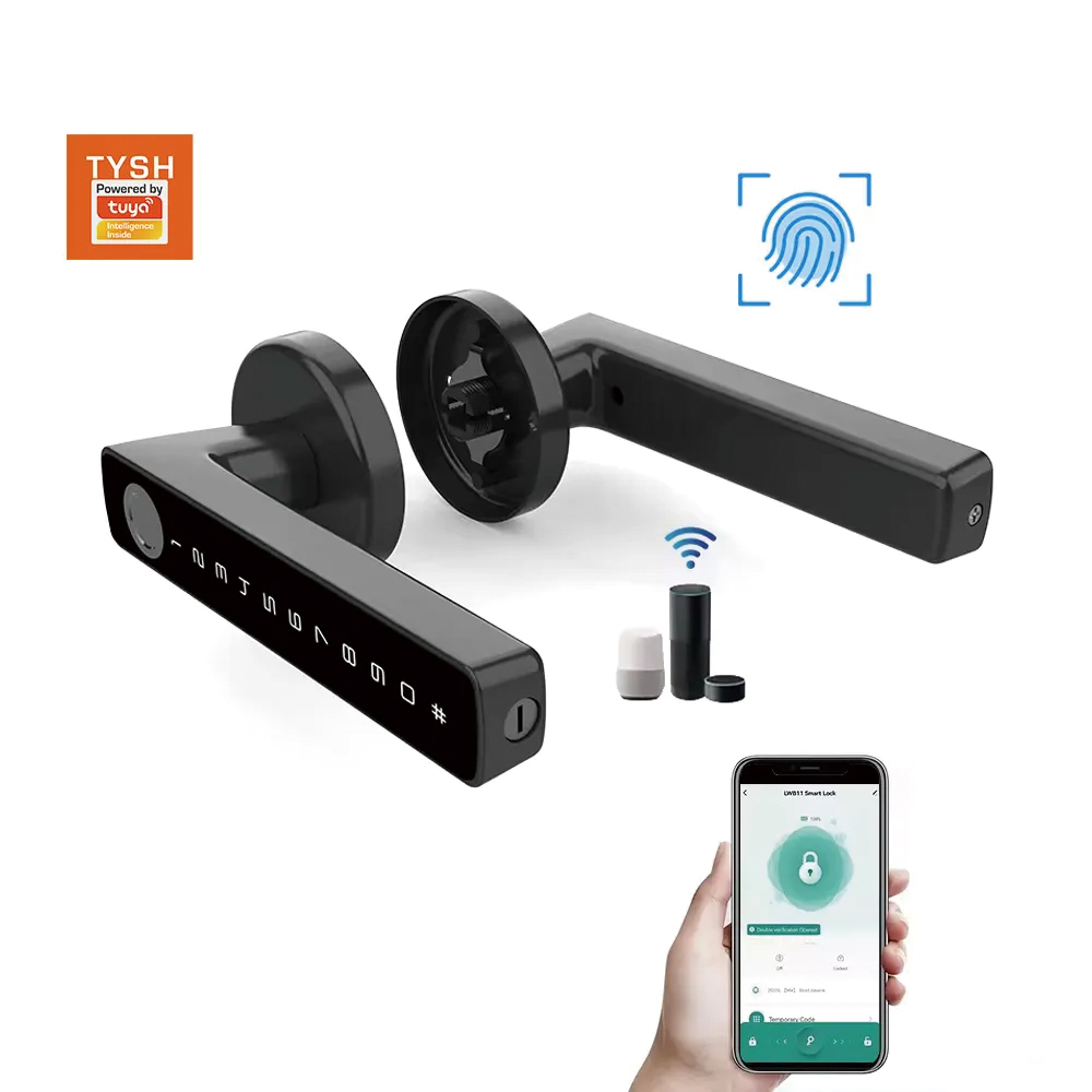 Smart Lock For Sliding Door - TYSH Tuyaスマート自動セキュリティ生体認証指紋ハンドルロックCerradura Inteligenteロック電子スマートドアロック