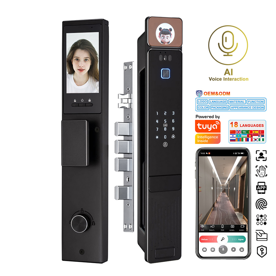 Smart Door Lock 3D Face Palm Vein - YiTechE AI音声インタラクションアクティブビジュアルインターホン3D顔掌紋識別WiFiデジタルスマートドアロック