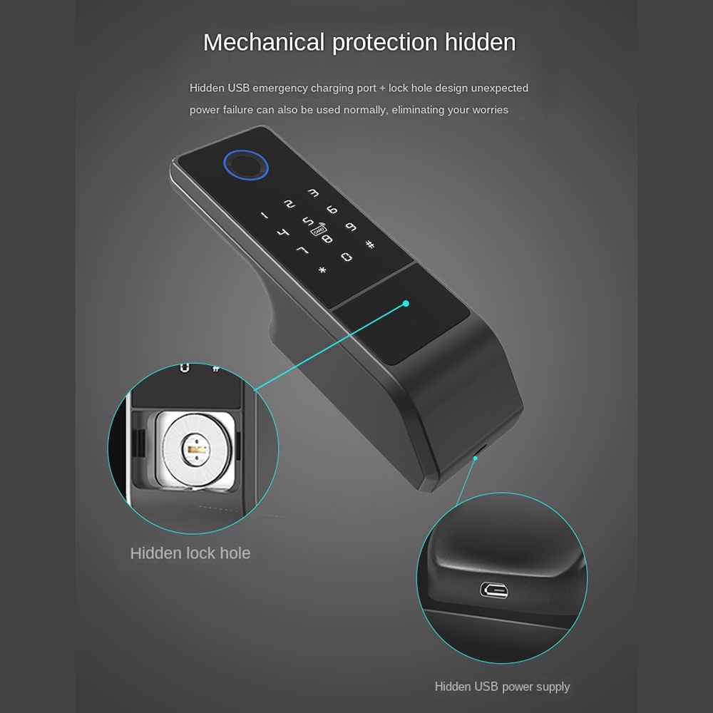 Smart Rim Lock Wifi Fingerprint - 防水Tuya Wifiスマートドアロック デジタルパスワード ダブル指紋認証 電子リムロック 屋外鉄製ゲートドア用-[A49T]