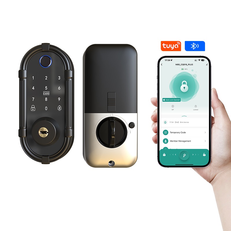 Smart Door Lock Tuya App - スマートインテリア生体認証指紋ドアノブロックBluetooth Tuyaデジタルロック、寝室アパート用パスワードキー付き