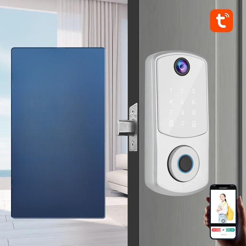 Smart Lock Deadbolt Keypad Bluetooth - TTLock Bluetooth対応スマート指紋認証式ドアロック、パスワード入力式、Wi-Fi接続、屋内用、木製ドア用スマートドアロック