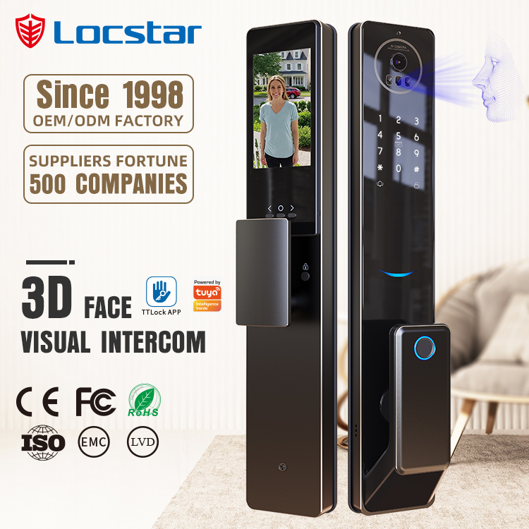 Smart Door Lock With Camera Intercom - Locstar数値制御加工技術搭載、4.5インチ大型画面、3D顔認証ビジュアルインターホン、WIFIスマートドアロック（カメラ付き）