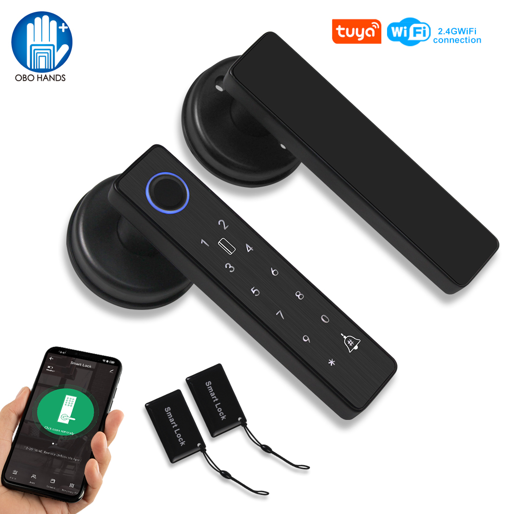 Fingerprint Padlock Weatherproof - 生体認証指紋スマートドアロック,wifi,パスワード,rfid,カード,キーレス,リモートロック解除,デッドボルト,電子ロック,Tuyaアプリケーション
