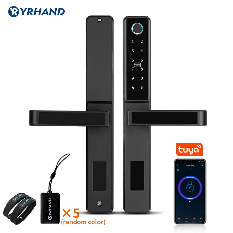 Digital Door Lock Fingerprint Handle - Tuya-インテリジェント指紋ドアロック,アルミニウム,wifiアプリケーション付き,キーレスデジタルドアハンドル,ガラスまたは木製スライド用