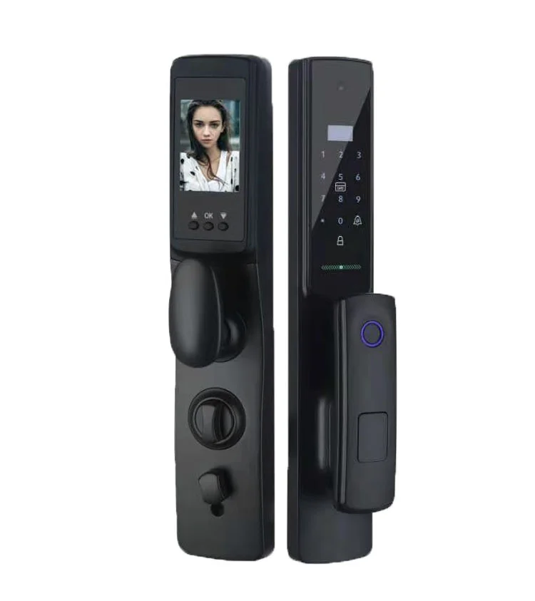 Video Door Lock With Camera Peephole - 指紋とパスワードを備えたスマートドアロック、覗き穴付きビデオカメラ、木製およびアルミ製のドア用盗難防止セキュリティ