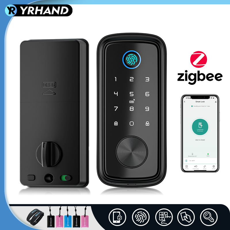 Smart Lock Zigbee Gateway - Tuya Zigbee スマートデッドボルトロック フロントドア用 Alexa WiFi