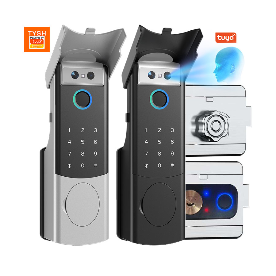 Smart Rim Lock Wifi Fingerprint - 防水リムロック指紋ロックアプリリモートロック解除コードキーレススマートロック顔認識付き電子ドアロック