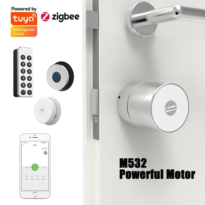 Smart Lock Zigbee Gateway - あなたのもの-tuya Zigbeeインテリジェントドアロック,指紋付き,デジタル電子ロック,非常に強力なモーター,オリジナルのシリンダーを使用