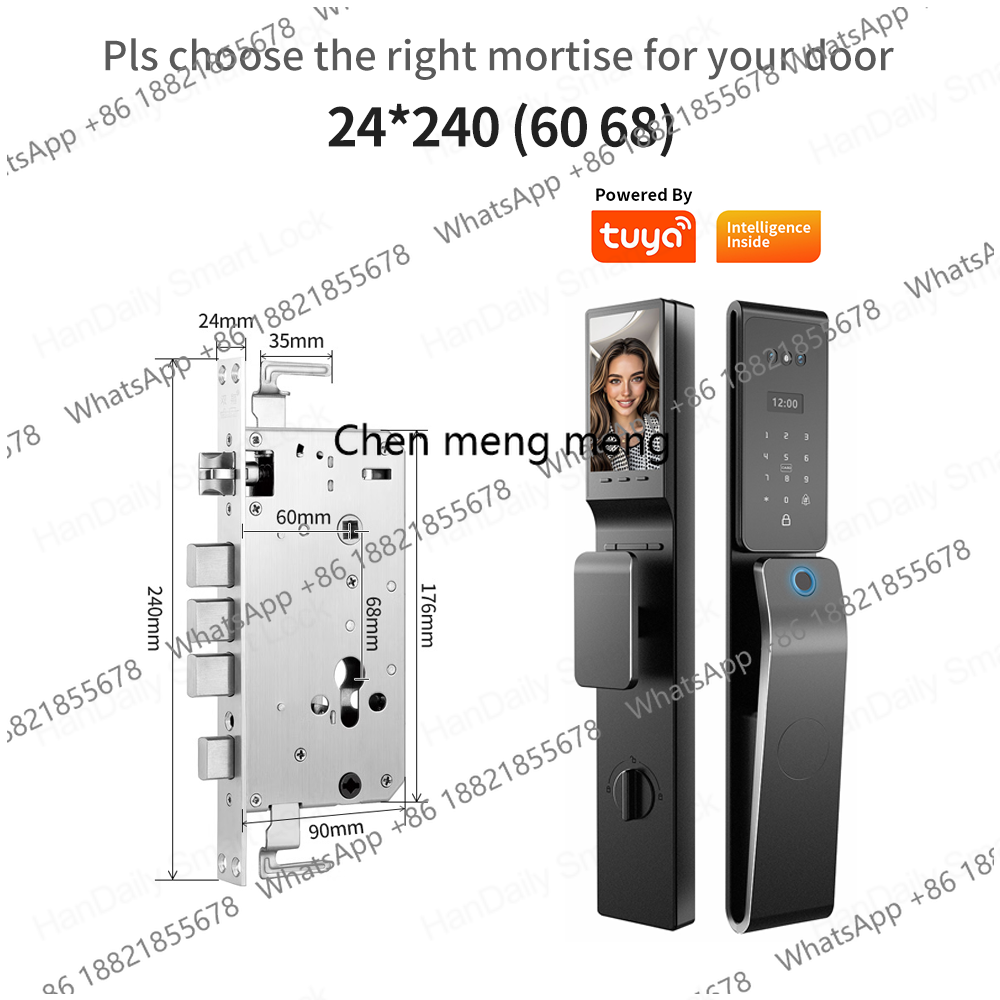 Video Door Lock With Camera Peephole - HanDaily 防水 3D 顔認識スマートロック指紋アプリリモコンビデオインターホン多言語ドアロック