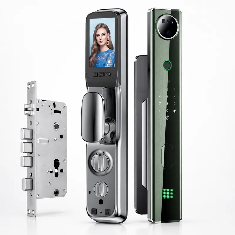 Video Door Lock With Camera Peephole - パスワードによる組み合わせ解除、コミュニティドア、ビデオ通話、ネットワークロック、屋外用、鉄製、顔認証ドア、スマートロック