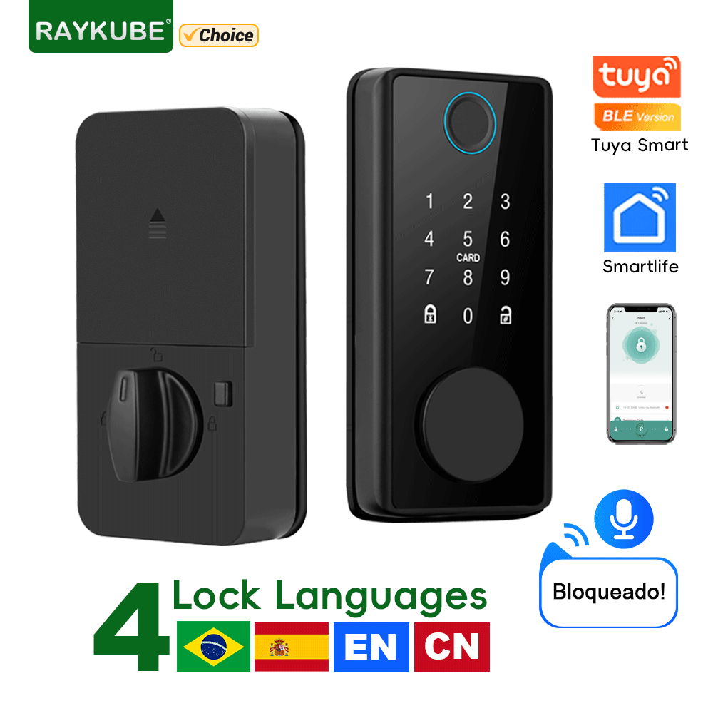 Smart Lock Deadbolt Keypad Bluetooth - RAYKUBE DS01 4 言語 Tuya スマート指紋デッドボルトロック