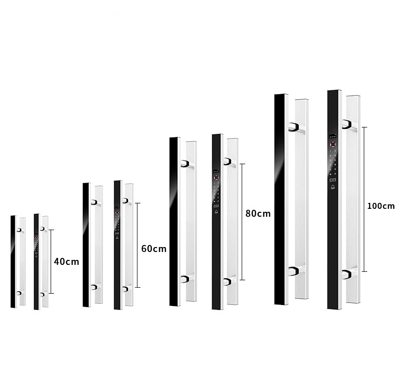 Digital Door Lock Fingerprint Handle - VIANS APP 80CM両開きスマート電気錠デジタル指紋カードパスワードドアロックロングハンドルホテルアクセスシステム