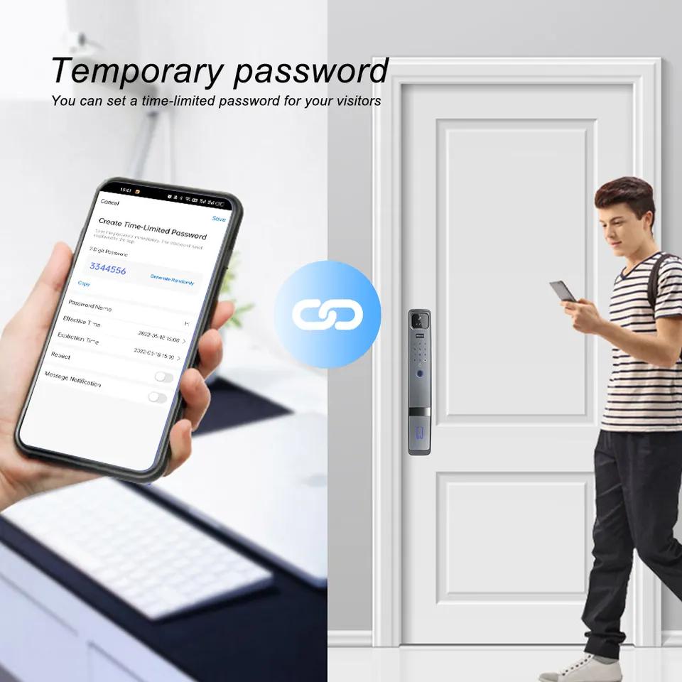 顔認証指紋スマートセキュリティドアロックTuyaアプリWif - Face Recognition Door Lock のレビューと価格