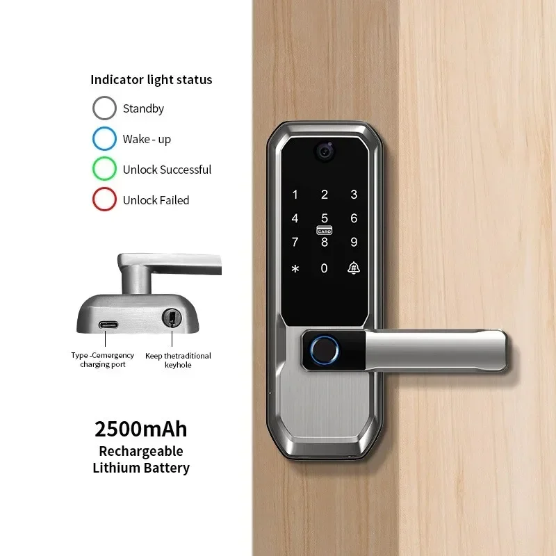 Tuya WiFiスマートドアロック、覗き穴カメラ付き、シン - Smart Door Lock Tuya App のレビューと価格