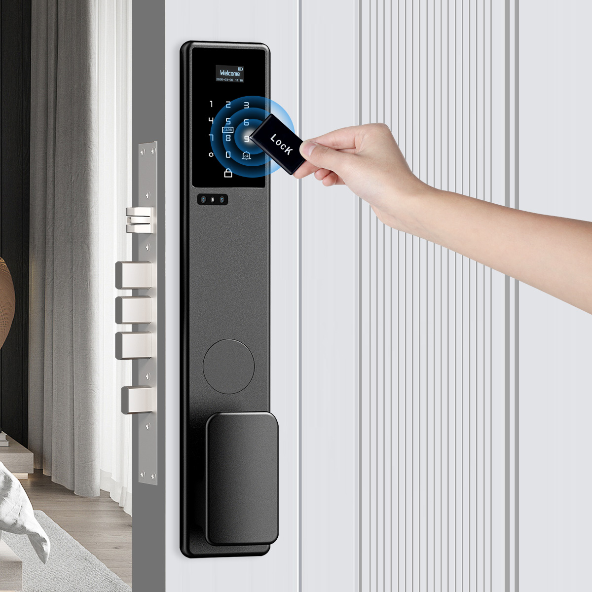 防水機能付き3D顔認識、手のひら認証対応、ビデオ通話機能付き - Smart Door Lock 3D Face Palm Vein のレビューと価格