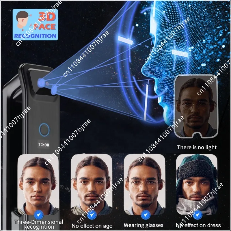 3D顔認識指紋認証スマートドアロック、ワイヤレスカメラ、NF - Face Recognition Door Lock のレビューと価格