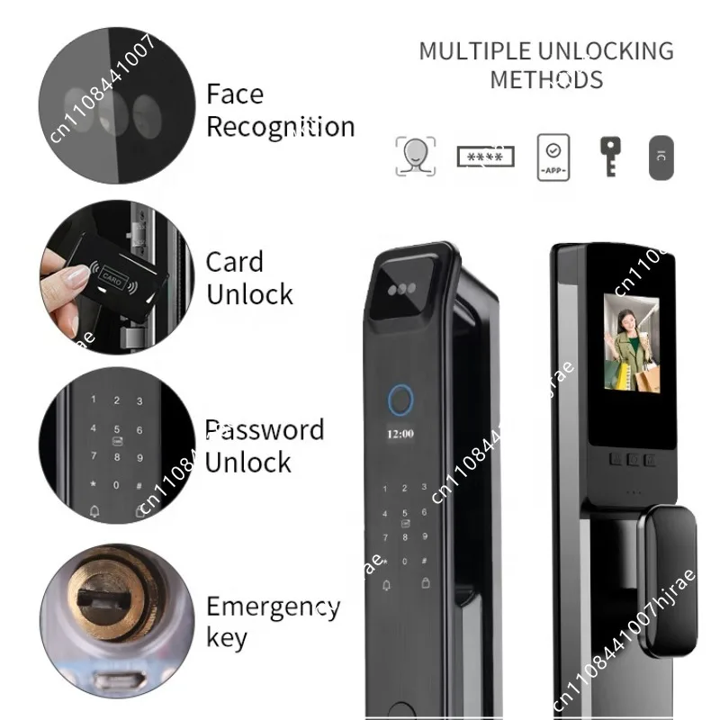 3D顔認識指紋認証スマートドアロック、ワイヤレスカメラ、NF - Face Recognition Door Lock のレビューと価格