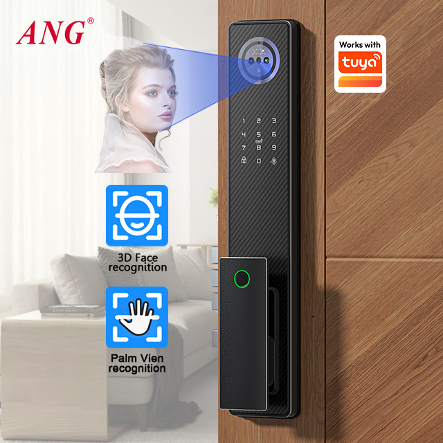 指紋認証アルミ製スマートドアロック 3D顔認証 手掌静脈認証 - Smart Door Lock 3D Face Palm Vein のレビューと価格