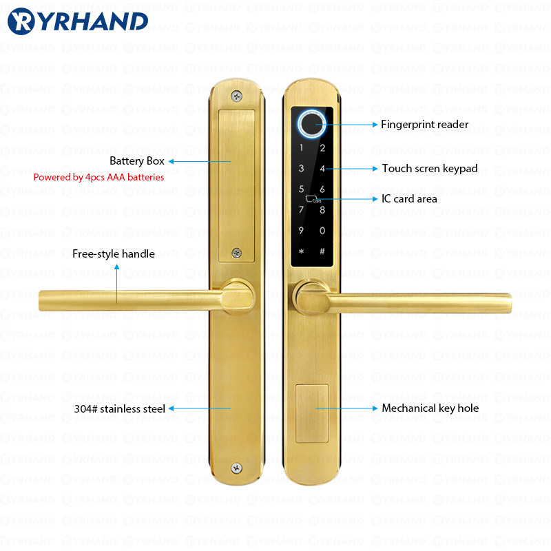 IP66規格、ゴールド色のステンレス製、スライド式ガラス扉用 - Smart Lock For Sliding Door のレビューと価格