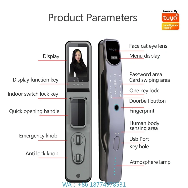 Wi-Fi対応顔認識スマートロック、安全な家庭用防犯ドア、猫 - Face Recognition Door Lock のレビューと価格