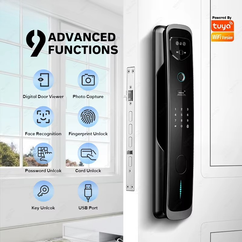 ビデオインターホン付き外部セキュリティシステム、玄関ドア用イ - Smart Door Lock With Camera Intercom のレビューと価格
