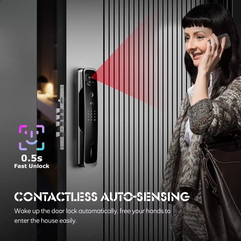 ビデオインターホン付き外部セキュリティシステム、玄関ドア用イ - Smart Door Lock With Camera Intercom のレビューと価格