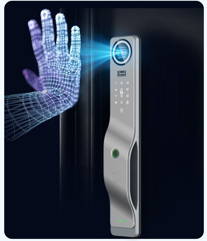 3D顔認証Wi-Fi対応Tuyaスマートロック、ビジュアルカ - Smart Door Lock 3D Face Palm Vein のレビューと価格