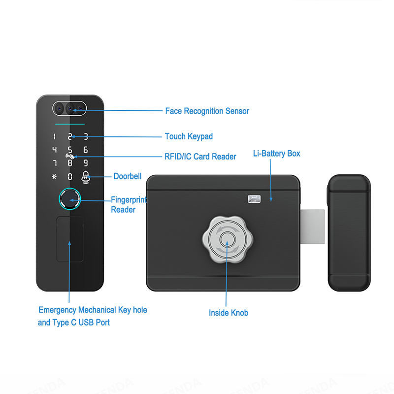 充電式3D顔認証Tuya Wifi防水スマートロックデジタル - Smart Rim Lock Wifi Fingerprint のレビューと価格