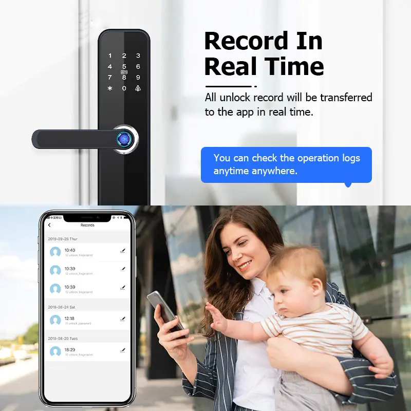 スマートロック 指紋認証 デジタル Tuya Wifi 寝室 - Smart Lock Zigbee Gateway のレビューと価格