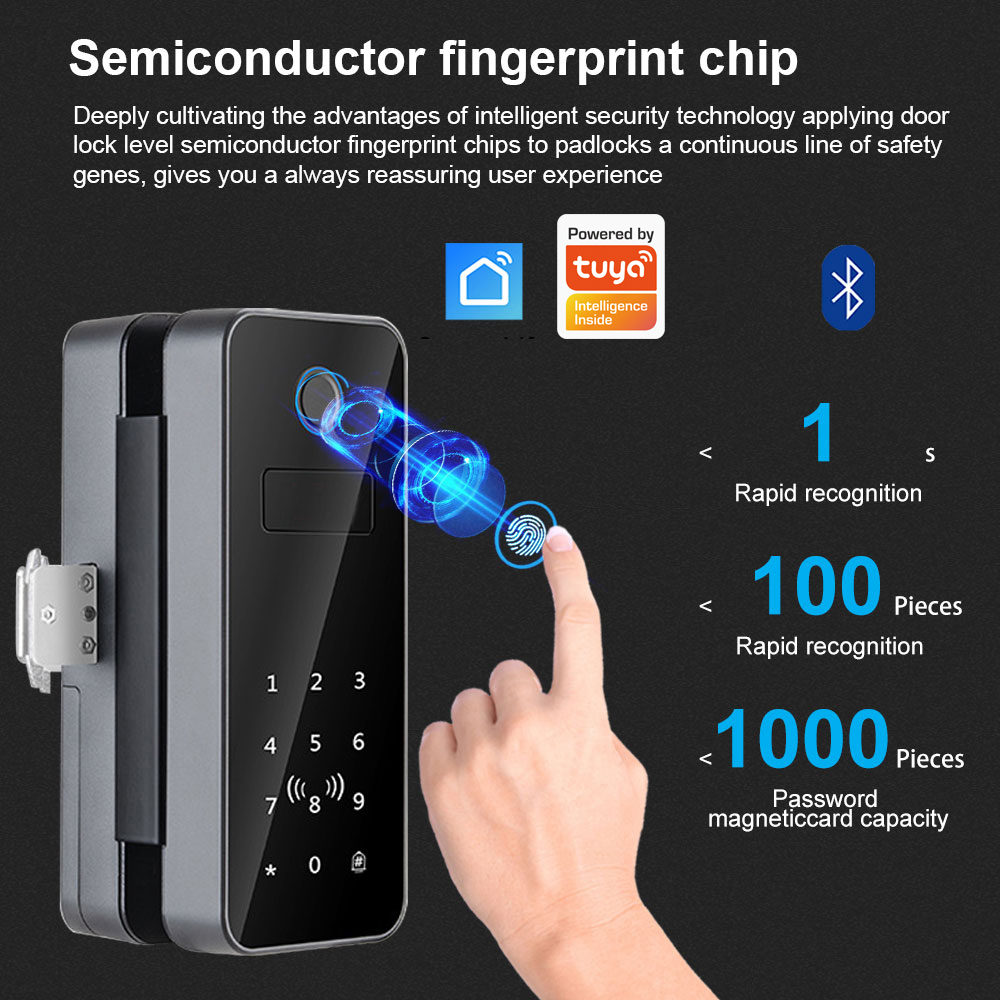 インテリジェントロックガラスドア パスワード指紋認証 バイオ - Fingerprint Padlock Weatherproof のレビューと価格