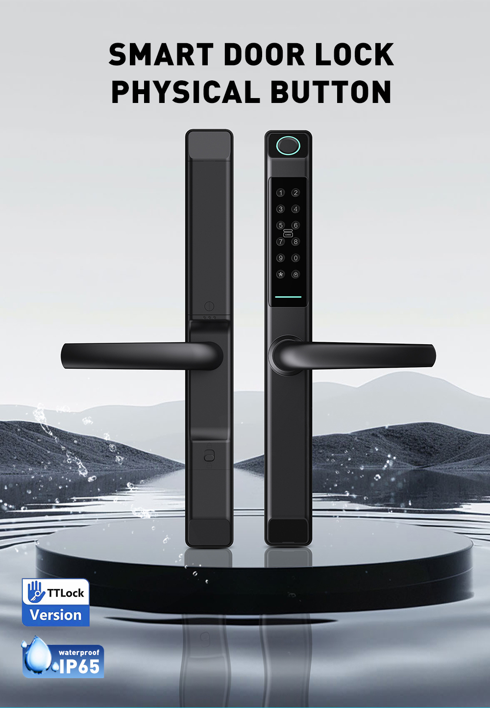 IP65 防水物理ボタンキーパッドスリムハンドルスマート U - Digital Door Lock Fingerprint Handle のレビューと価格
