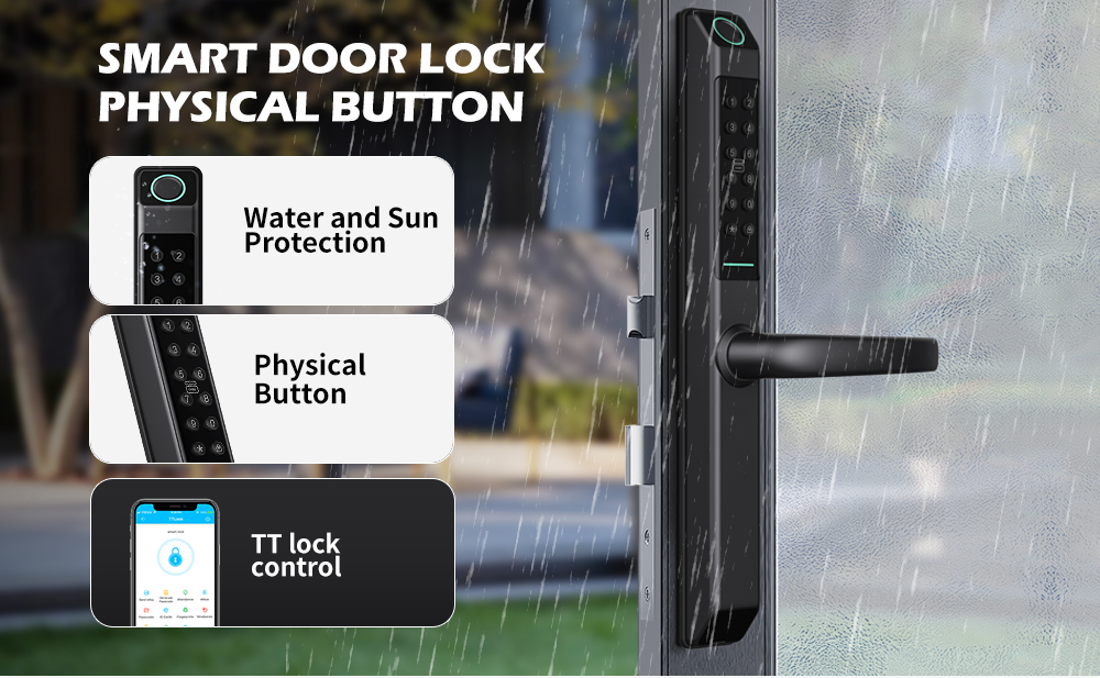 IP65 防水物理ボタンキーパッドスリムハンドルスマート U - Digital Door Lock Fingerprint Handle のレビューと価格