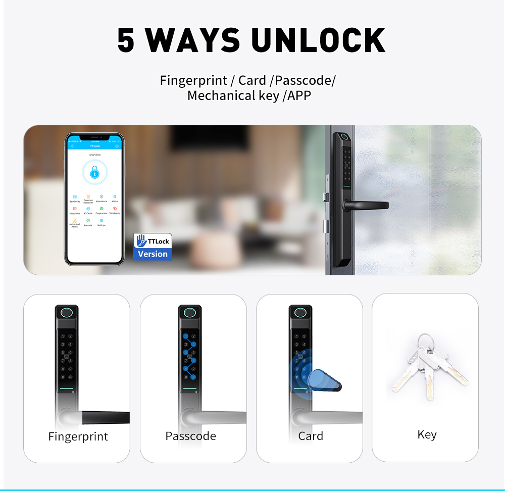 IP65 防水物理ボタンキーパッドスリムハンドルスマート U - Digital Door Lock Fingerprint Handle のレビューと価格