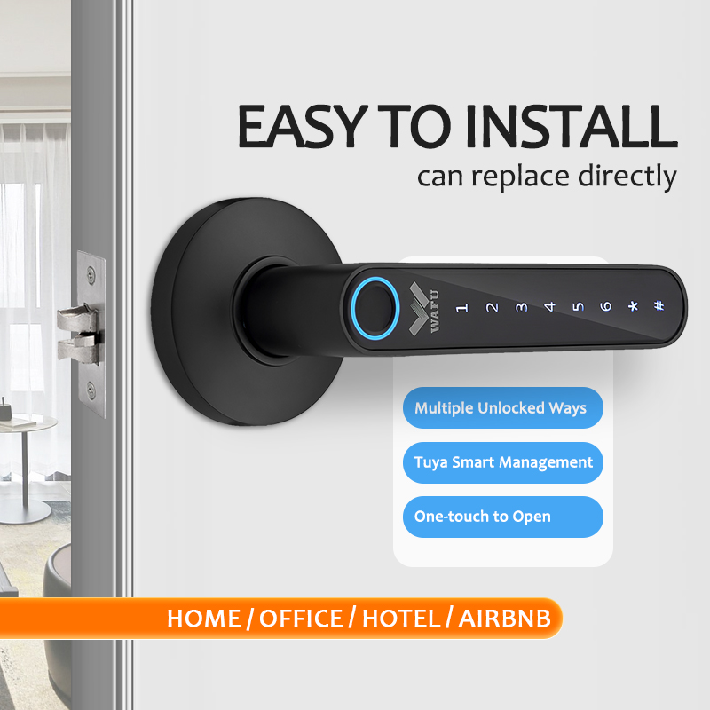 Wafu-tuyaスマート指紋ドアロック、亜鉛合金、内蔵リチ - Smart Lock Deadbolt Keypad Bluetooth のレビューと価格