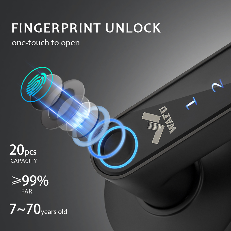 Wafu-tuyaスマート指紋ドアロック、亜鉛合金、内蔵リチ - Smart Lock Deadbolt Keypad Bluetooth のレビューと価格