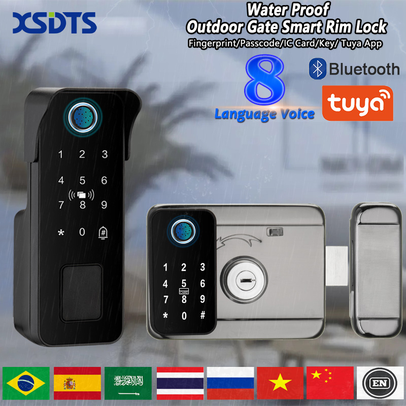 Tuya 防水スマートドアロック指紋屋外ガーデンリモコンアプ - Smart Rim Lock Wifi Fingerprint のレビューと価格