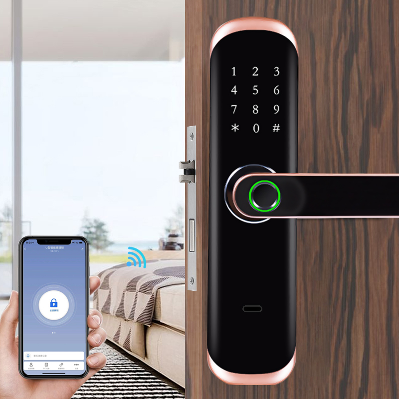 Wi-Fi対応の指紋認証ロック、タッチスクリーン式生体認証デ - Digital Door Lock Fingerprint Handle のレビューと価格