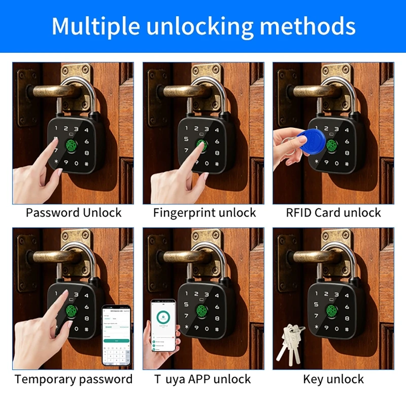 TuyaスマートBluetooth南京錠。指紋認証、パスワー - Fingerprint Padlock Weatherproof のレビューと価格