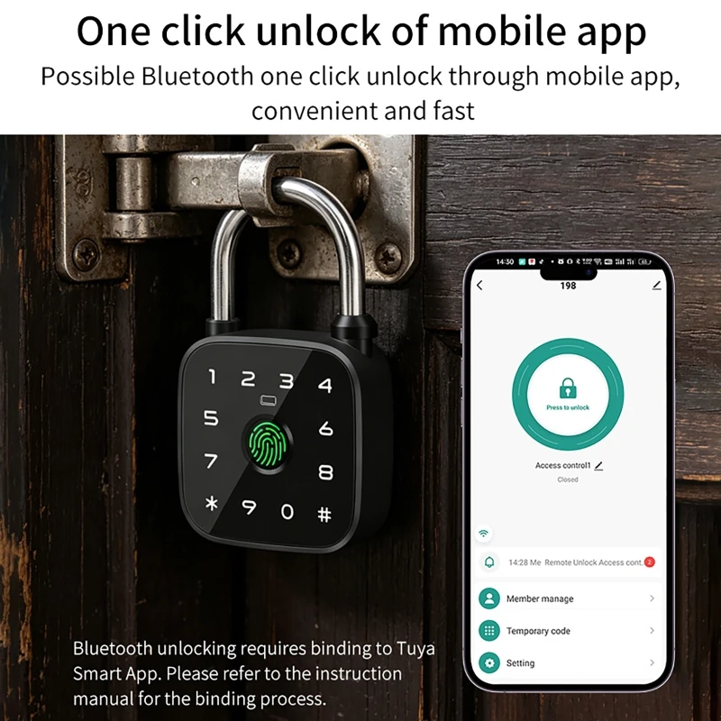 TuyaスマートBluetooth南京錠。指紋認証、パスワー - Fingerprint Padlock Weatherproof のレビューと価格