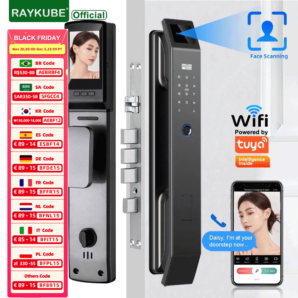 RAYKUBE DF14 Tuya WiFi 3D 顔認識デ - Face Recognition Door Lock のレビューと価格