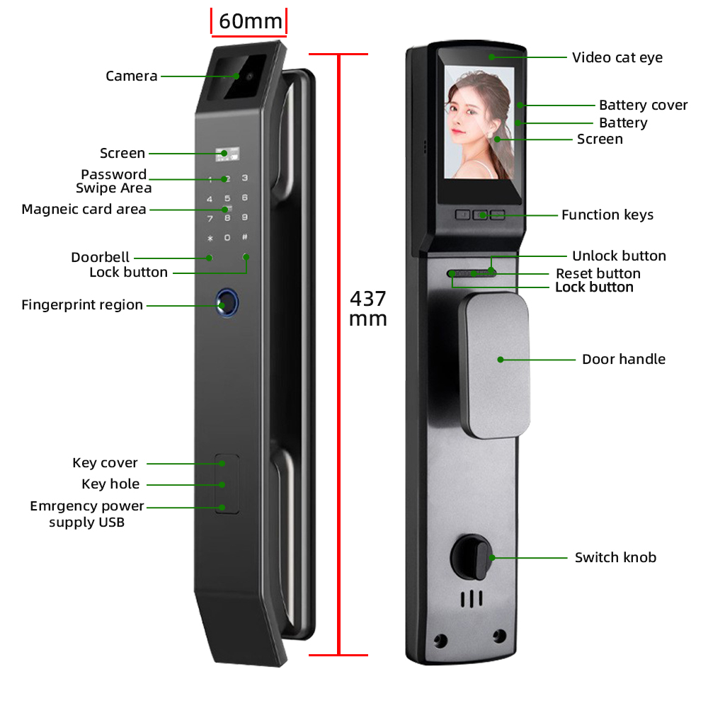 RAYKUBE DF14 Tuya WiFi 3D 顔認識デ - Face Recognition Door Lock のレビューと価格