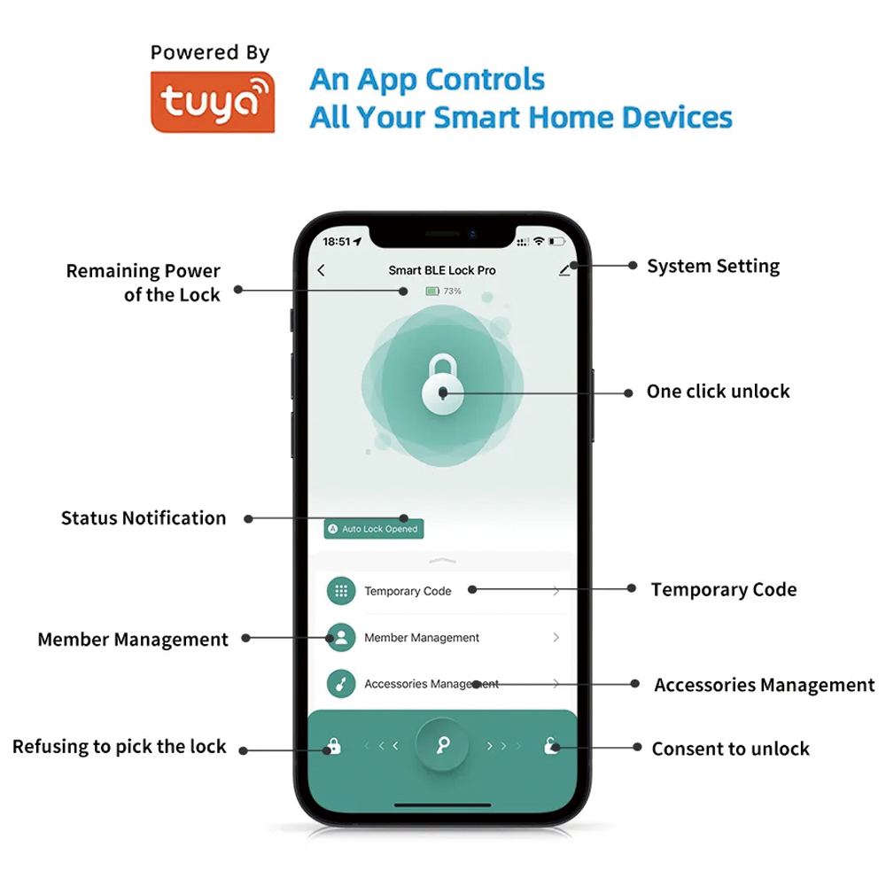 TYSH Tuyaスマート自動セキュリティ生体認証指紋ハンド - Smart Lock For Sliding Door のレビューと価格