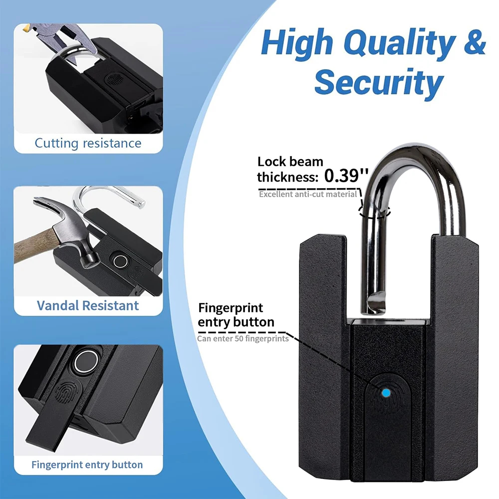 スマート指紋認証南京錠、TTlockアプリで操作可能、IP6 - Fingerprint Padlock Weatherproof のレビューと価格