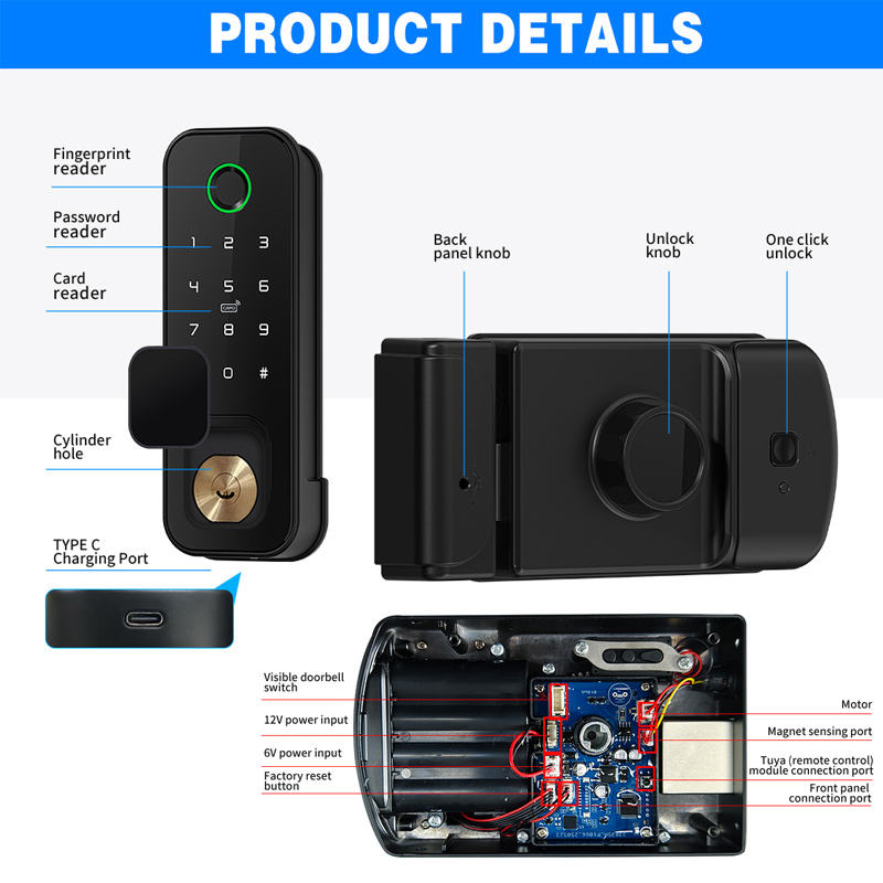 防水両面スマートリムロックTuya Wifi屋外インテリジェ - Smart Rim Lock Wifi Fingerprint のレビューと価格