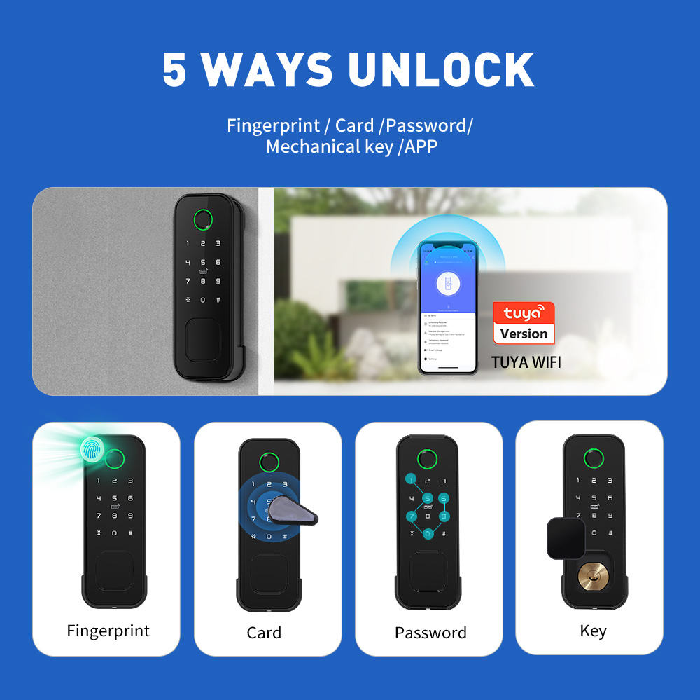 防水両面スマートリムロックTuya Wifi屋外インテリジェ - Smart Rim Lock Wifi Fingerprint のレビューと価格